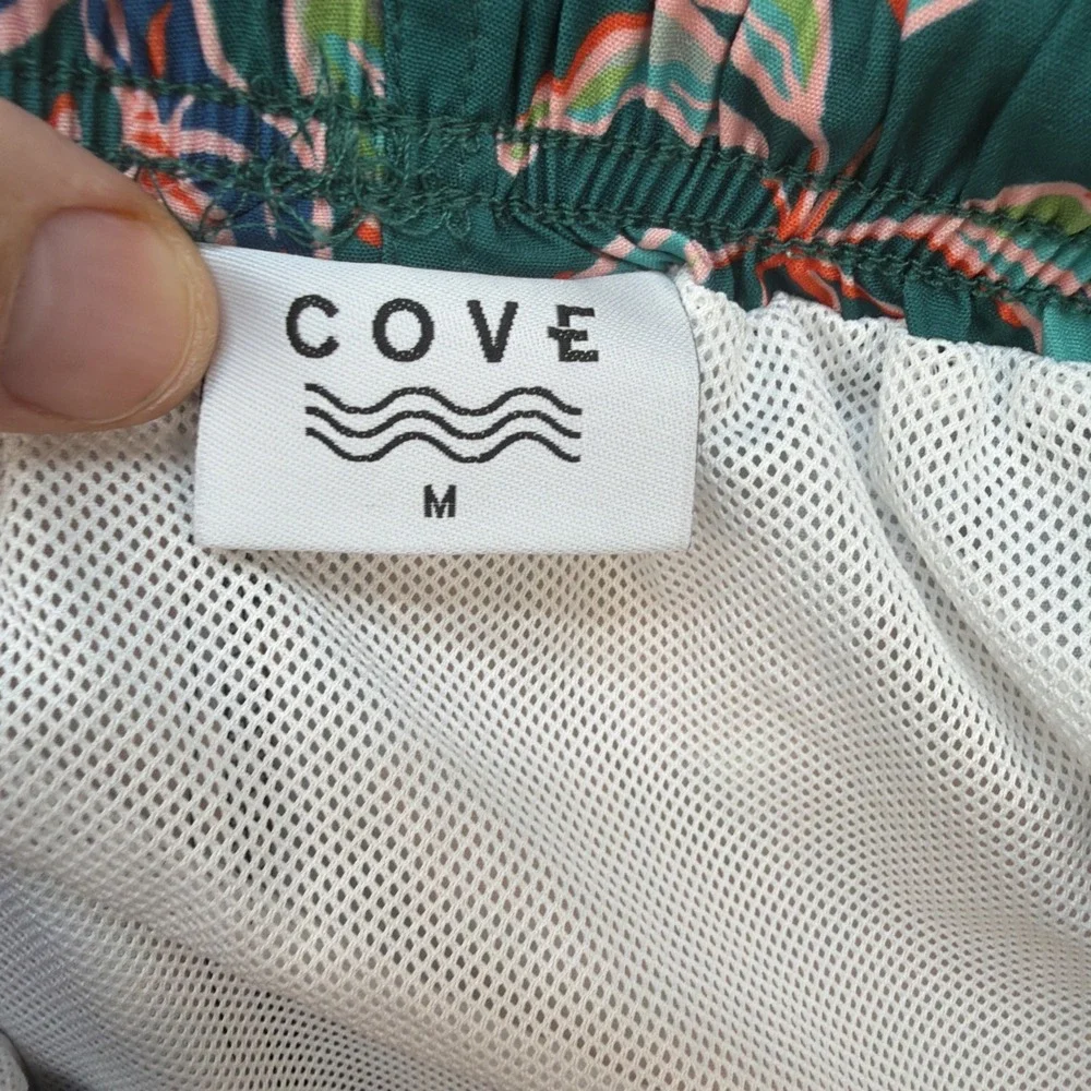 Cove Tropical Palm Leaf‎ Swim Trunks Mens Medium Green Orange Board Shorts